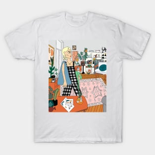 Blonde woman in her living room T-Shirt